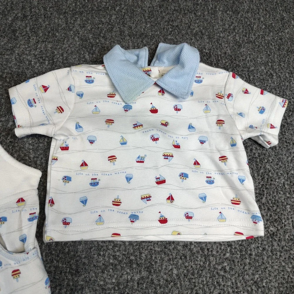 Vintage cookie monster overall set 3/6 months nautical sesame street